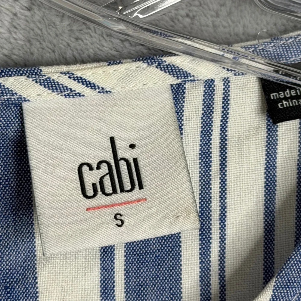 Cabi Nautical Stripe Top Womens S Blue White Puff Sleeve Preppy Beach - Picture 4 of 9